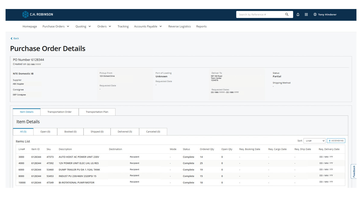 PO management | Item-level Solutions by C.H. Robinson